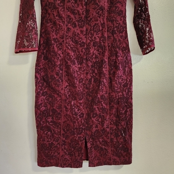 NWT Aidan Mattox Red Burgundy Lace Dress Size 4 - Picture 10 of 14